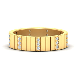 Vertical Grooved Mens Diamond Wedding band