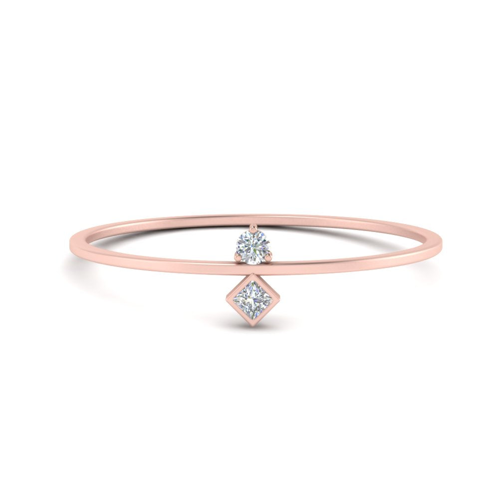 Vertical Round And Princess Stacking Ring