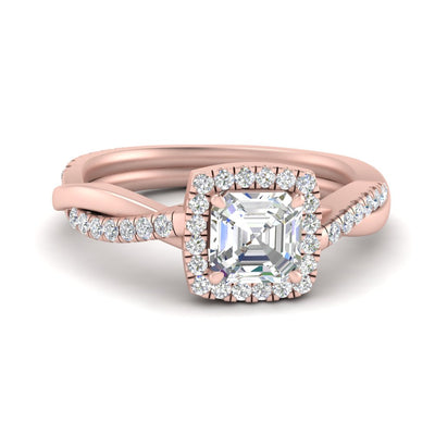 Halo Asscher Cut Diamond Engagement Ring