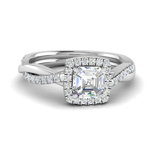 Halo Asscher Cut Diamond Engagement Ring