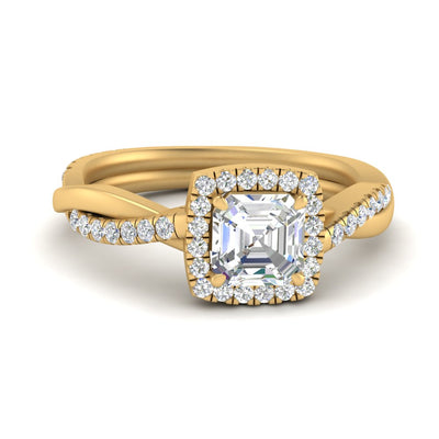 Halo Asscher Cut Diamond Engagement Ring