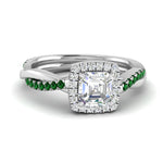 Load image into Gallery viewer, vine-asscher-halo-diamond-engagement-ring-with-emerald-in-white-gold-FD-9212ASRGEMGR-NL-WG.jpg
