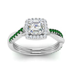 Load image into Gallery viewer, vine-asscher-halo-diamond-engagement-ring-with-emerald-in-white-gold-FD-9212ASRGEMGR-NL-WG.jpg
