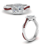 Load image into Gallery viewer, vine-asscher-halo-diamond-engagement-ring-with-ruby-in-white-gold-FD-9212ASRGRUDR-NL-WG.jpg
