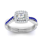 Load image into Gallery viewer, vine-asscher-halo-diamond-engagement-ring-with-sapphire-in-white-gold-FD-9212ASRGSABL-NL-WG.jpg
