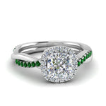 Load image into Gallery viewer, vine-cushion-halo-diamond-engagement-ring-with-emerald-in-white-gold-FD9212CURGEMGR-NL-WG.jpg
