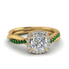 Load image into Gallery viewer, vine-cushion-halo-diamond-engagement-ring-with-emerald-in-yellow-gold-FD9212CURGEMGR-NL-YG.jpg