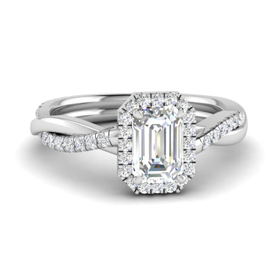 Halo Emerald Cut Diamond Engagement Ring