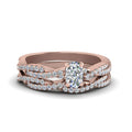 Thumbnail 1 - vine-inspired-natural-diamond-cushion-cut-twisted-wedding-set-in-14K-rose-gold-FD8233CU-NL-RG