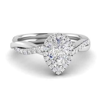 Halo Pear Shaped Diamond Engagement Ring