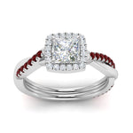 Load image into Gallery viewer, vine-princess-cut-halo-diamond-engagement-ring-with-ruby-in-white-gold-FD9212PRRGRUDR-NL-WG.jpg
