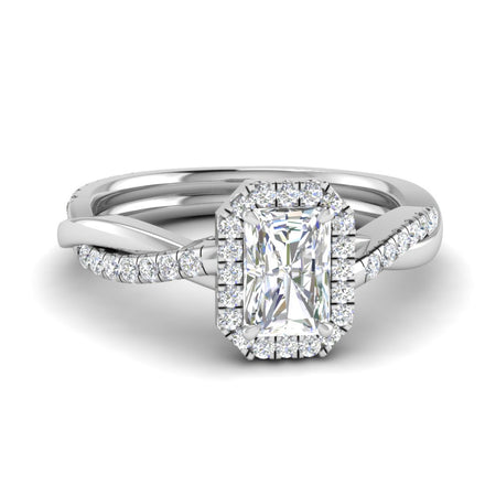 Twisted Radiant Cut Diamond Ring