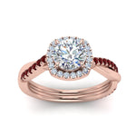 Load image into Gallery viewer, vine-round-halo-diamond-engagement-ring-with-ruby-in-rose-gold-FD9212RORGRUDR-NL-RG.jpg
