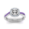 Load image into Gallery viewer, vine-semi-mount-halo-diamond-engagement-ring-with-purple-topaz-in-white-gold-FD9212SMRGVITO-NL-WG.jpg