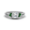 Load image into Gallery viewer, vine-split-band-asscher-cut-diamond-wedding-set-with-emerald-in-white-gold-FDENR3211ASGEMGRANGLE3-NL-WG
