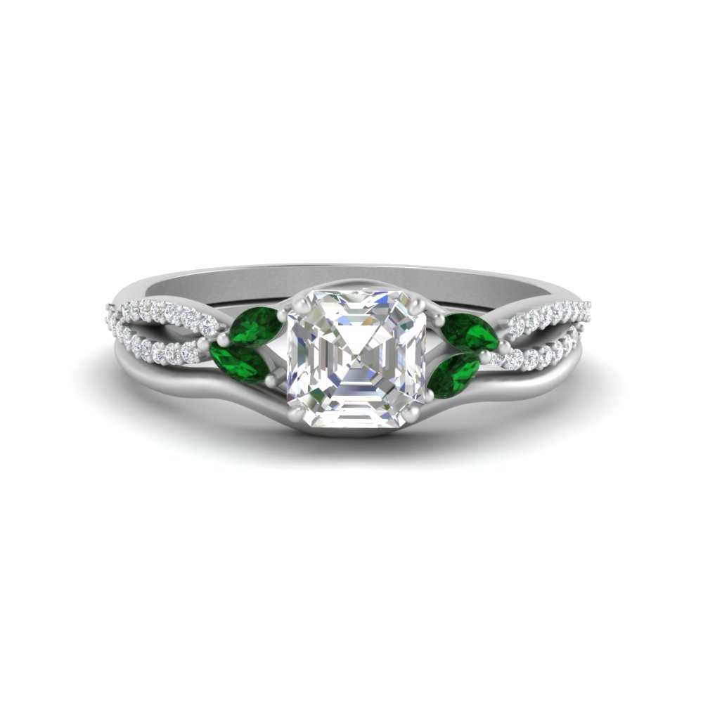 vine-split-band-asscher-cut-diamond-wedding-set-with-emerald-in-white-gold-FDENR3211ASGEMGRANGLE3-NL-WG