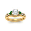 Load image into Gallery viewer, vine-split-band-asscher-cut-diamond-wedding-set-with-emerald-in-yellow-gold-FDENR3211ASGEMGRANGLE3-NL-YG