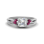 Load image into Gallery viewer, vine-split-band-asscher-cut-diamond-wedding-set-with-pink-sapphire-in-white-gold-FDENR3211ASGSADRPIANGLE3-NL-WG
