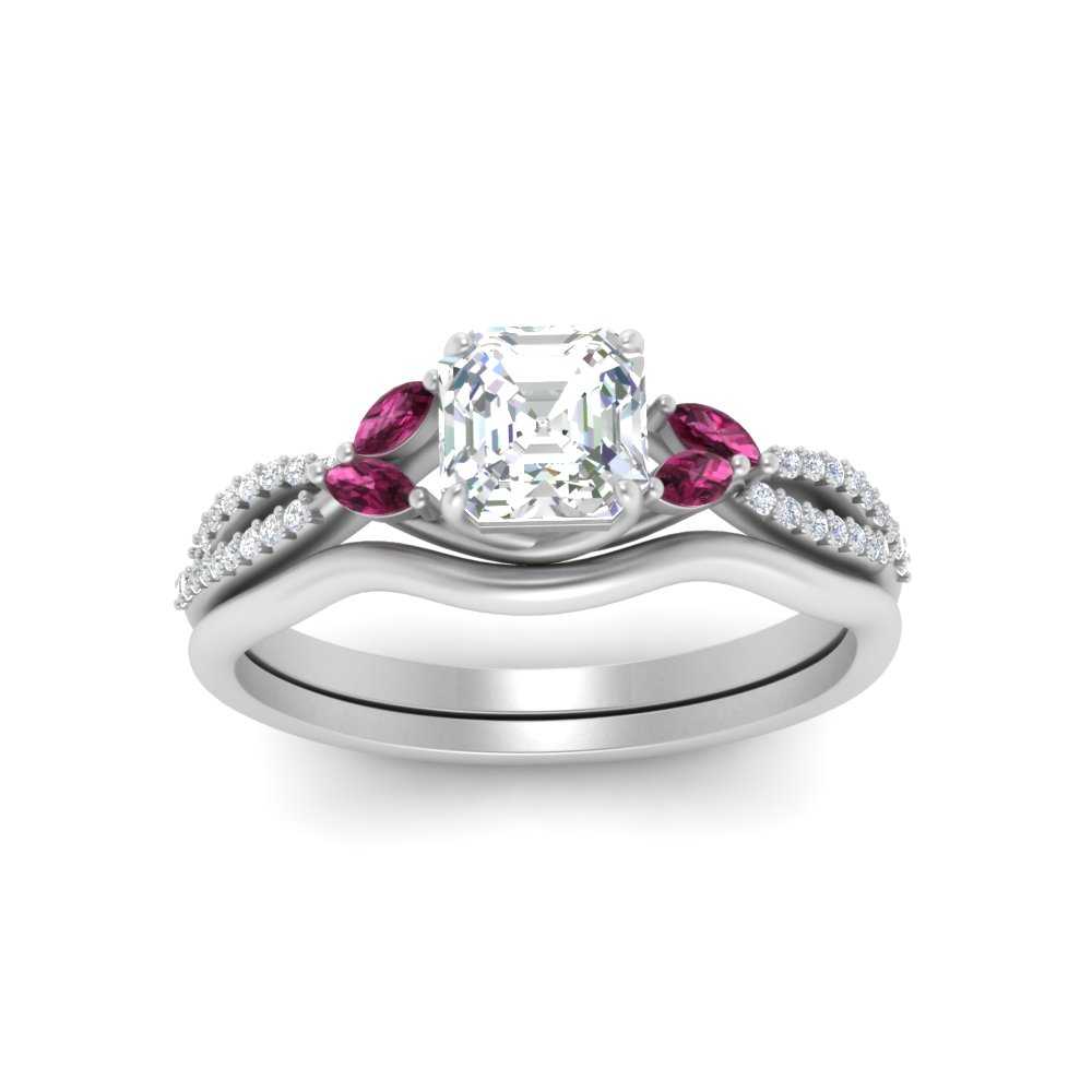 vine-split-band-asscher-cut-diamond-wedding-set-with-pink-sapphire-in-white-gold-FDENR3211ASGSADRPIANGLE3-NL-WG