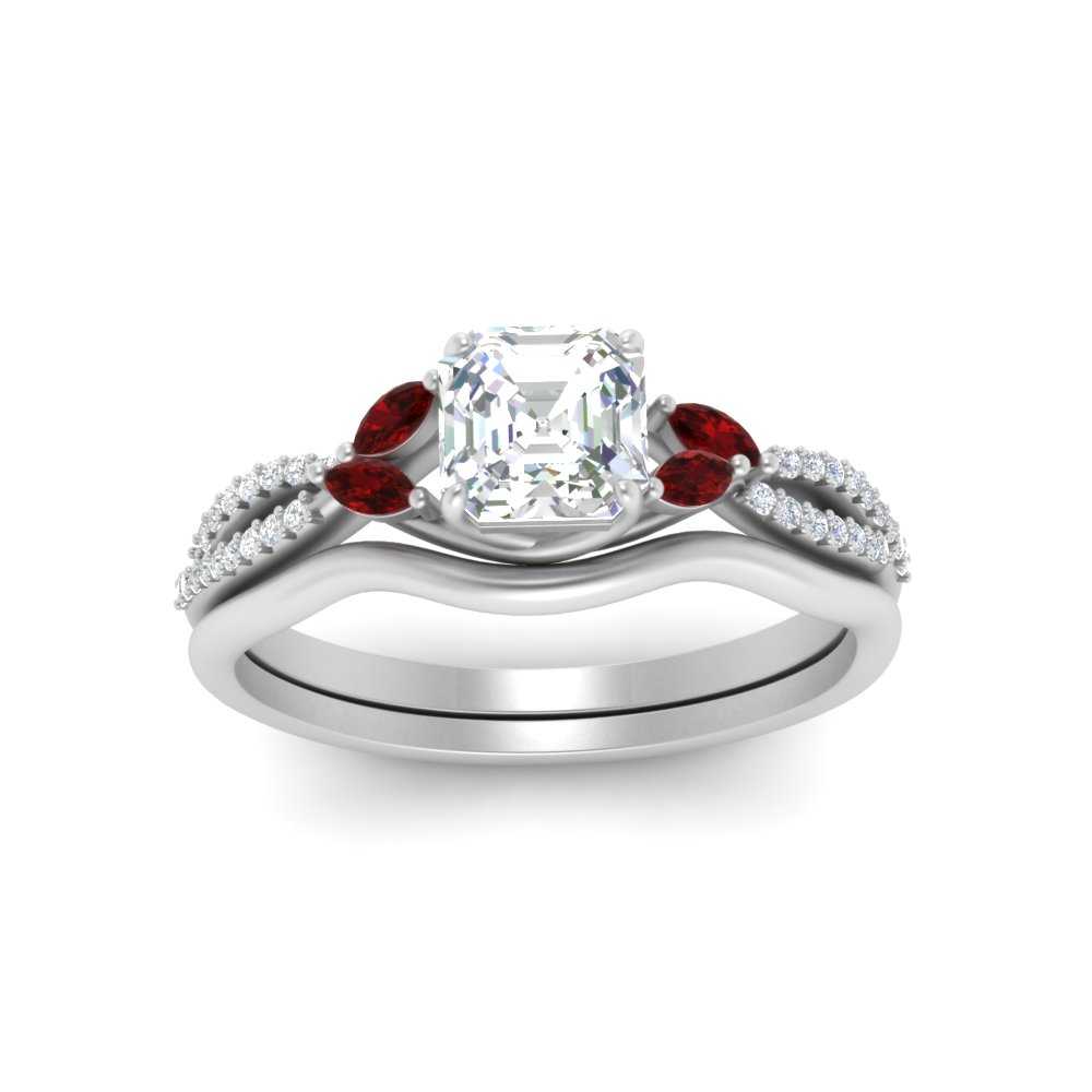 vine-split-band-asscher-cut-diamond-wedding-set-with-ruby-in-white-gold-FDENR3211ASGRUDRANGLE3-NL-WG