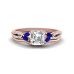 Load image into Gallery viewer, vine-split-band-asscher-cut-diamond-wedding-set-with-sapphire-in-rose-gold-FDENR3211ASGSABLANGLE3-NL-RG
