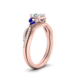 Load image into Gallery viewer, vine-split-band-asscher-cut-diamond-wedding-set-with-sapphire-in-rose-gold-FDENR3211ASGSABLANGLE3-NL-RG
