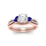 Load image into Gallery viewer, vine-split-band-asscher-cut-diamond-wedding-set-with-sapphire-in-rose-gold-FDENR3211ASGSABLANGLE3-NL-RG
