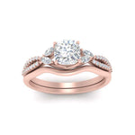 Load image into Gallery viewer, vine-split-band-cushion-cut-diamond-wedding-set-in-rose-gold-FDENR3211CUANGLE3-NL-RG.jpg
