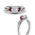 Load image into Gallery viewer, vine-split-band-cushion-cut-diamond-wedding-set-with-ruby-in-white-gold-FDENR3211CUGRUDRANGLE3-NL-WG.jpg
