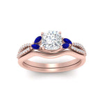 Load image into Gallery viewer, vine-split-band-cushion-cut-diamond-wedding-set-with-sapphire-in-rose-gold-FDENR3211CUGSABLANGLE3-NL-RG.jpg

