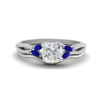 Load image into Gallery viewer, vine-split-band-cushion-cut-diamond-wedding-set-with-sapphire-in-white-gold-FDENR3211CUGSABLANGLE3-NL-WG.jpg
