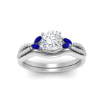 Load image into Gallery viewer, vine-split-band-cushion-cut-diamond-wedding-set-with-sapphire-in-white-gold-FDENR3211CUGSABLANGLE3-NL-WG.jpg
