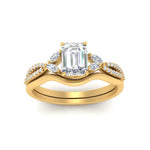 Load image into Gallery viewer, vine-split-band-emerald-cut-diamond-wedding-set-in-yellow-gold-FDENR3211EMANGLE3-NL-YG.jpg

