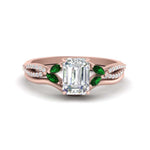 Load image into Gallery viewer, vine-split-band-emerald-cut-diamond-wedding-set-with-emerald-in-rose-gold-FDENR3211EMGEMGRANGLE3-NL-RG.jpg
