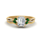 Load image into Gallery viewer, vine-split-band-emerald-cut-diamond-wedding-set-with-emerald-in-yellow-gold-FDENR3211EMGEMGRANGLE3-NL-YG.jpg
