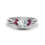 Load image into Gallery viewer, vine-split-band-emerald-cut-diamond-wedding-set-with-pink-sapphire-in-white-gold-FDENR3211EMGSADRPIANGLE3-NL-WG.jpg
