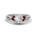 Load image into Gallery viewer, vine-split-band-emerald-cut-diamond-wedding-set-with-ruby-in-white-gold-FDENR3211EMGRUDRANGLE3-NL-WG.jpg