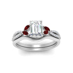 Load image into Gallery viewer, vine-split-band-emerald-cut-diamond-wedding-set-with-ruby-in-white-gold-FDENR3211EMGRUDRANGLE3-NL-WG.jpg