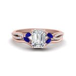 Load image into Gallery viewer, vine-split-band-emerald-cut-diamond-wedding-set-with-sapphire-in-rose-gold-FDENR3211EMGSABLANGLE3-NL-RG.jpg
