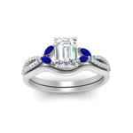Load image into Gallery viewer, vine-split-band-emerald-cut-diamond-wedding-set-with-sapphire-in-white-gold-FDENR3211EMGSABLANGLE3-NL-WG.jpg
