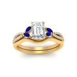 Load image into Gallery viewer, vine-split-band-emerald-cut-diamond-wedding-set-with-sapphire-in-yellow-gold-FDENR3211EMGSABLANGLE3-NL-YG.jpg