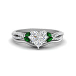 Load image into Gallery viewer, vine-split-band-heart-shaped-diamond-wedding-set-with-emerald-in-white-gold-FDENR3211HTGEMGRANGLE3-NL-WG.jpg