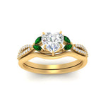 Load image into Gallery viewer, vine-split-band-heart-shaped-diamond-wedding-set-with-emerald-in-yellow-gold-FDENR3211HTGEMGRANGLE3-NL-YG.jpg