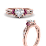 Load image into Gallery viewer, vine-split-band-heart-shaped-diamond-wedding-set-with-pink-sapphire-in-rose-gold-FDENR3211HTGSADRPIANGLE3-NL-RG.jpg