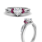 Load image into Gallery viewer, vine-split-band-heart-shaped-diamond-wedding-set-with-pink-sapphire-in-white-gold-FDENR3211HTGSADRPIANGLE3-NL-WG.jpg