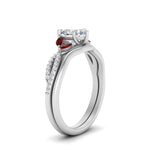 Load image into Gallery viewer, vine-split-band-heart-shaped-diamond-wedding-set-with-ruby-in-white-gold-FDENR3211HTGRUDRANGLE3-NL-WG.jpg
