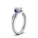 Load image into Gallery viewer, vine-split-band-heart-shaped-diamond-wedding-set-with-sapphire-in-white-gold-FDENR3211HTGSABLANGLE3-NL-WG.jpg