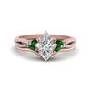 Load image into Gallery viewer, vine-split-band-marquise-cut-diamond-wedding-set-with-emerald-in-rose-gold-FDENR3211MQGEMGRANGLE3-NL-RG.jpg