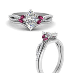 Load image into Gallery viewer, vine-split-band-marquise-cut-diamond-wedding-set-with-pink-sapphire-in-white-gold-FDENR3211MQGSADRPIANGLE3-NL-WG.jpg
