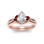 Load image into Gallery viewer, vine-split-band-marquise-cut-diamond-wedding-set-with-ruby-in-rose-gold-FDENR3211MQGRUDRANGLE3-NL-RG.jpg

